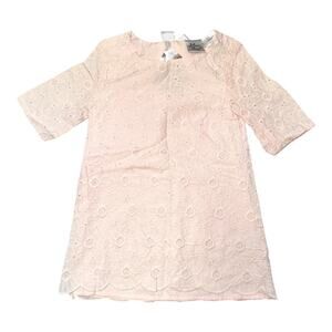 Jillian's Closet Lt Peach Eyelet Short Sleeve Bow Tie Back Scale Hem Dress Sz 4